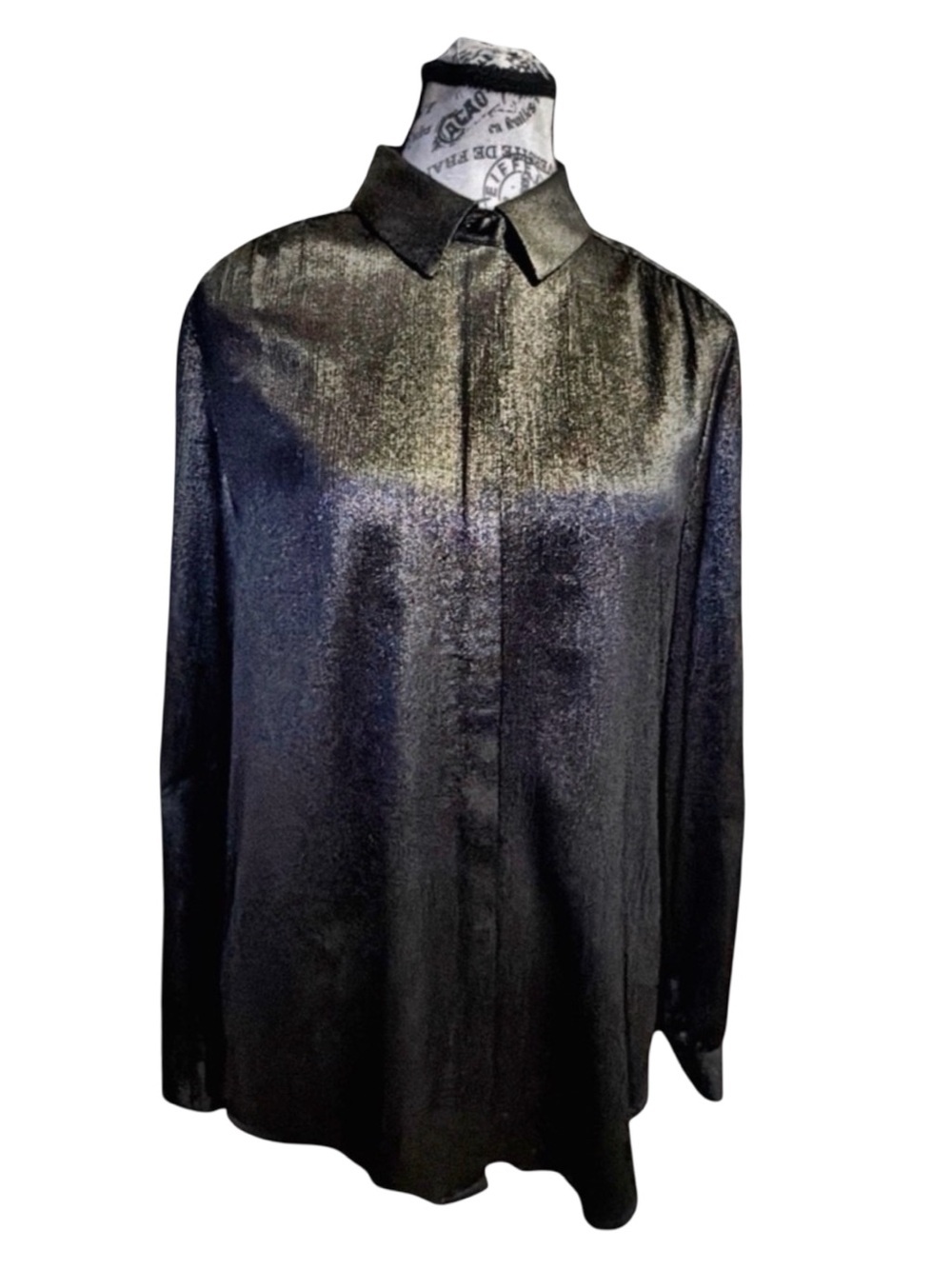 Chico’s Iridescent Sheen Button-Front Blouse – Women’s Size 0